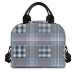 Navy And White Glen Plaid Print Insulated Lunch Bag