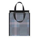 Navy And White Glen Plaid Print Insulated Lunch Tote