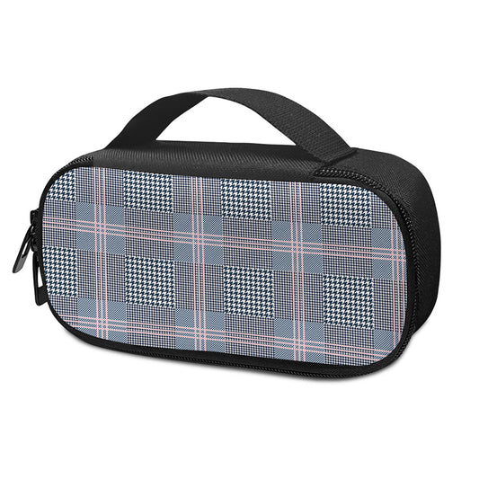 Navy And White Glen Plaid Print Insulin Cooler Travel Case