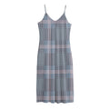 Navy And White Glen Plaid Print Jersey Midi Cami Dress