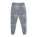 Navy And White Glen Plaid Print Jogger Pants