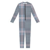 Navy And White Glen Plaid Print Jumpsuit