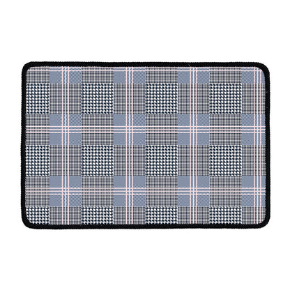 Navy And White Glen Plaid Print Kitchen Mat
