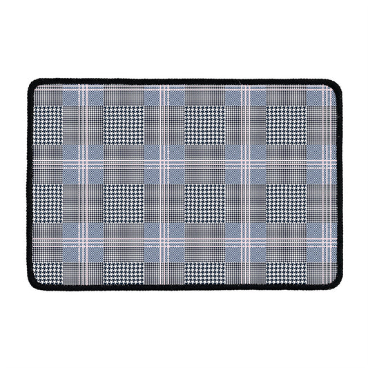Navy And White Glen Plaid Print Kitchen Mat