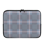 Navy And White Glen Plaid Print Laptop Sleeve