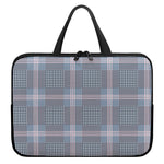 Navy And White Glen Plaid Print Laptop Sleeve With Handle
