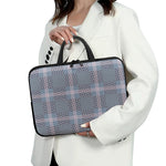 Navy And White Glen Plaid Print Laptop Sleeve With Handle