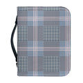 Navy And White Glen Plaid Print Leather Bible Cover
