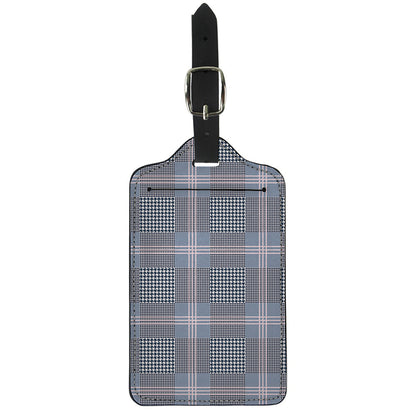 Navy And White Glen Plaid Print Luggage Tag