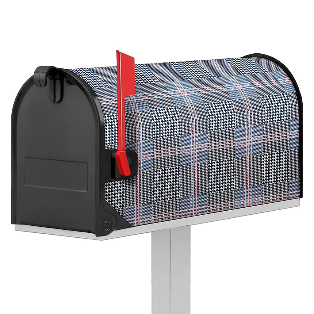 Navy And White Glen Plaid Print Mailbox Cover
