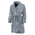 Navy And White Glen Plaid Print Men's Bathrobe