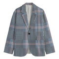 Navy And White Glen Plaid Print Men's Blazer