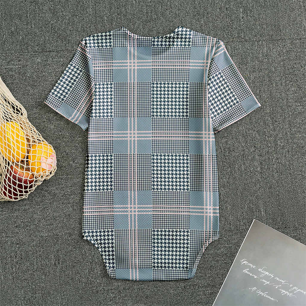 Navy And White Glen Plaid Print Men's Bodysuit