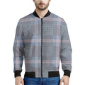 Navy And White Glen Plaid Print Men's Bomber Jacket