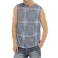 Navy And White Glen Plaid Print Men's Fitness Tank Top