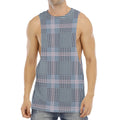 Navy And White Glen Plaid Print Men's Muscle Tank Top