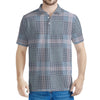 Navy And White Glen Plaid Print Men's Polo Shirt