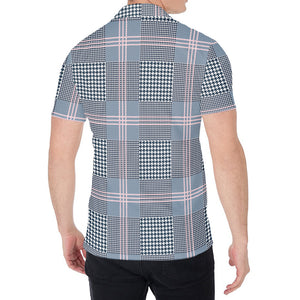 Navy And White Glen Plaid Print Men's Shirt