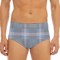 Navy And White Glen Plaid Print Men's Triangle Swim Briefs