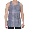 Navy And White Glen Plaid Print Men's Velvet Tank Top