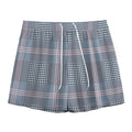 Navy And White Glen Plaid Print Mesh Shorts