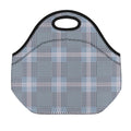 Navy And White Glen Plaid Print Neoprene Lunch Bag