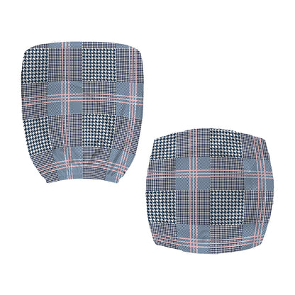 Navy And White Glen Plaid Print Office Chair Cover