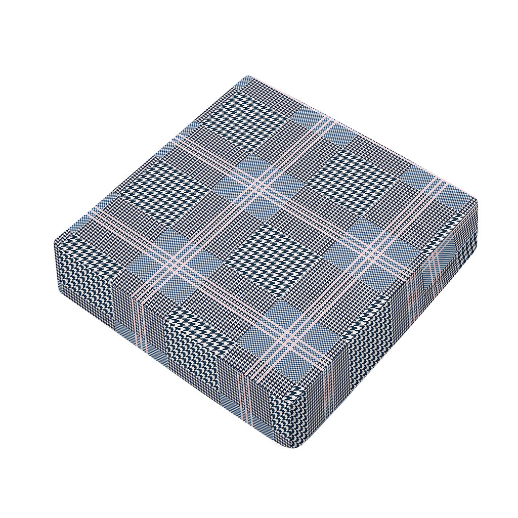 Navy And White Glen Plaid Print Outdoor Seat Cushion Cover