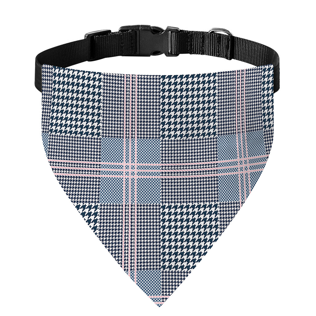 Navy And White Glen Plaid Print Over The Collar Dog Bandana