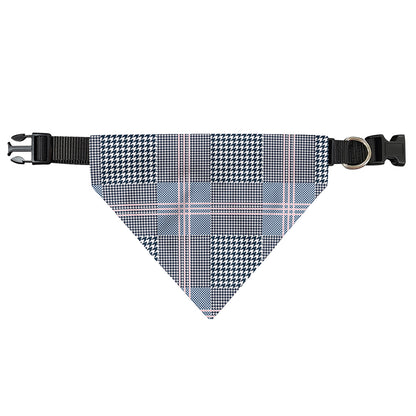 Navy And White Glen Plaid Print Over The Collar Dog Bandana
