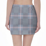 Navy And White Glen Plaid Print Pencil Mini Skirt
