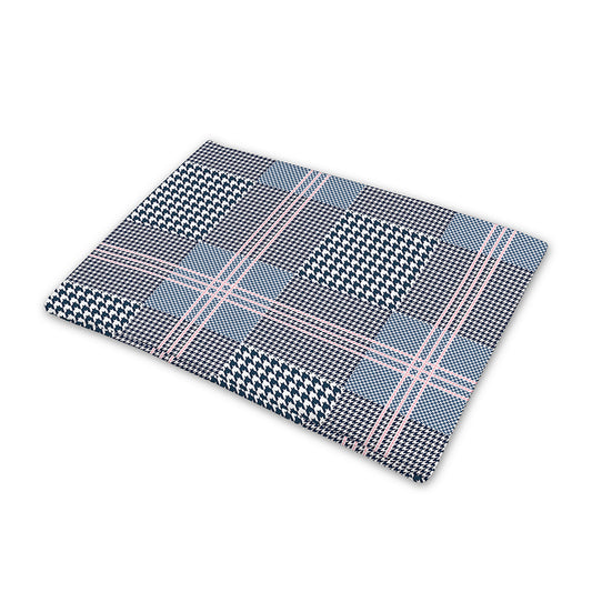 Navy And White Glen Plaid Print Pet Cooling Mat Cover