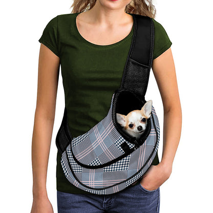 Navy And White Glen Plaid Print Pet Sling Carrier