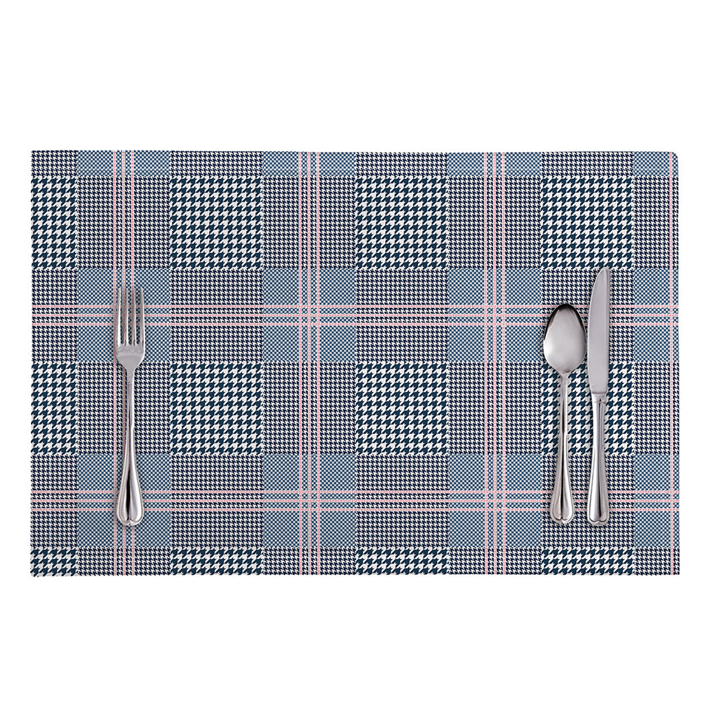 Navy And White Glen Plaid Print Placemat