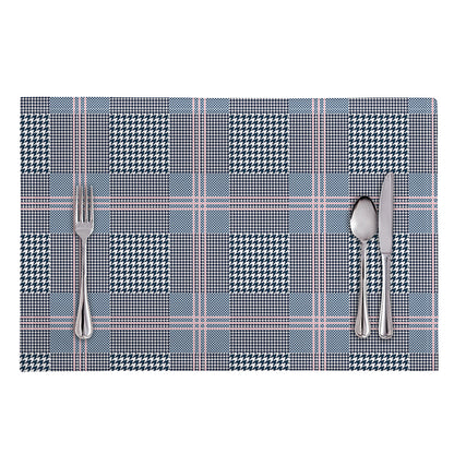 Navy And White Glen Plaid Print Placemat