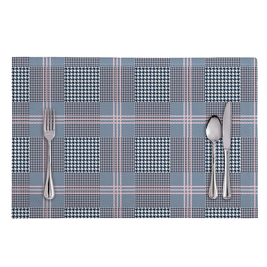 Navy And White Glen Plaid Print Placemat