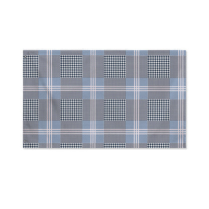 Navy And White Glen Plaid Print Polyester Flag