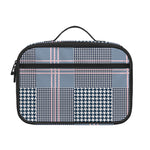 Navy And White Glen Plaid Print Portable Lunch Bag