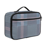 Navy And White Glen Plaid Print Portable Lunch Bag