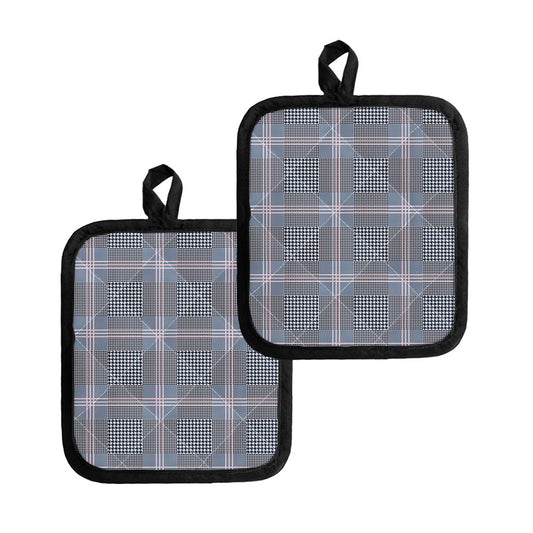 Navy And White Glen Plaid Print Pot Holders
