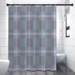 Navy And White Glen Plaid Print Premium Shower Curtain