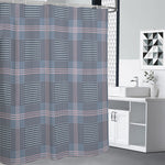 Navy And White Glen Plaid Print Premium Shower Curtain
