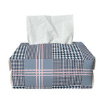 Navy And White Glen Plaid Print Rectangle Tissue Box Cover