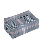 Navy And White Glen Plaid Print Rectangle Tissue Box Cover