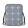 Navy And White Glen Plaid Print Rectangular Crossbody Bag