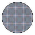 Navy And White Glen Plaid Print Round Floor Mat