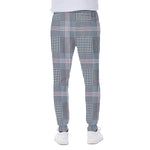 Navy And White Glen Plaid Print Scuba Joggers