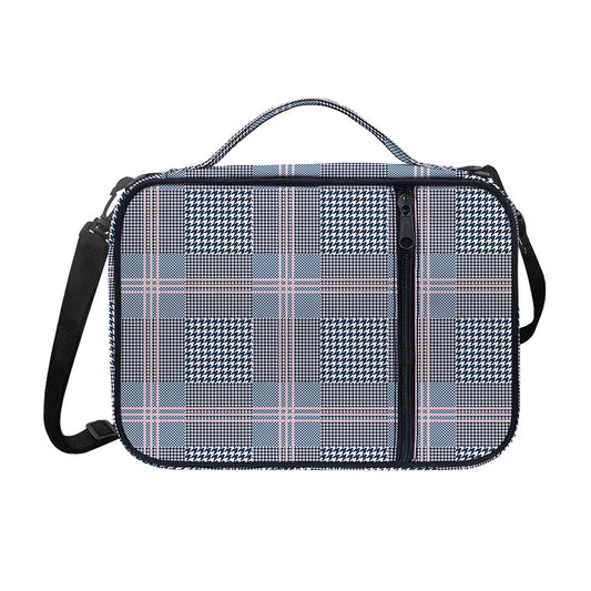 Navy And White Glen Plaid Print Shoulder Strap Bible Bag
