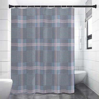 Navy And White Glen Plaid Print Shower Curtain