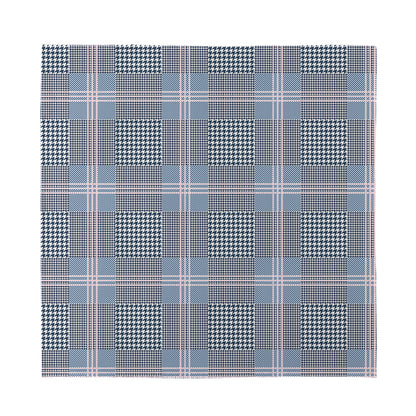 Navy And White Glen Plaid Print Silk Bandana